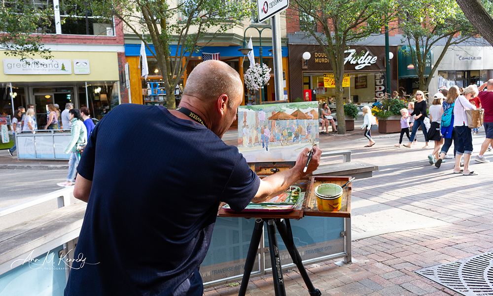 Artists painting in downtown Traverse City